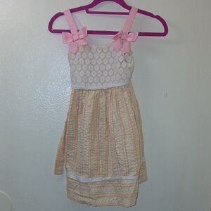 Bonnie Jean Pink and Cream Casual Dress